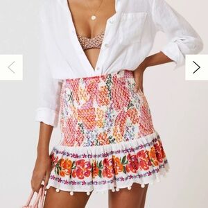 Farm Rio Smocked Mini Skirt Womens XS